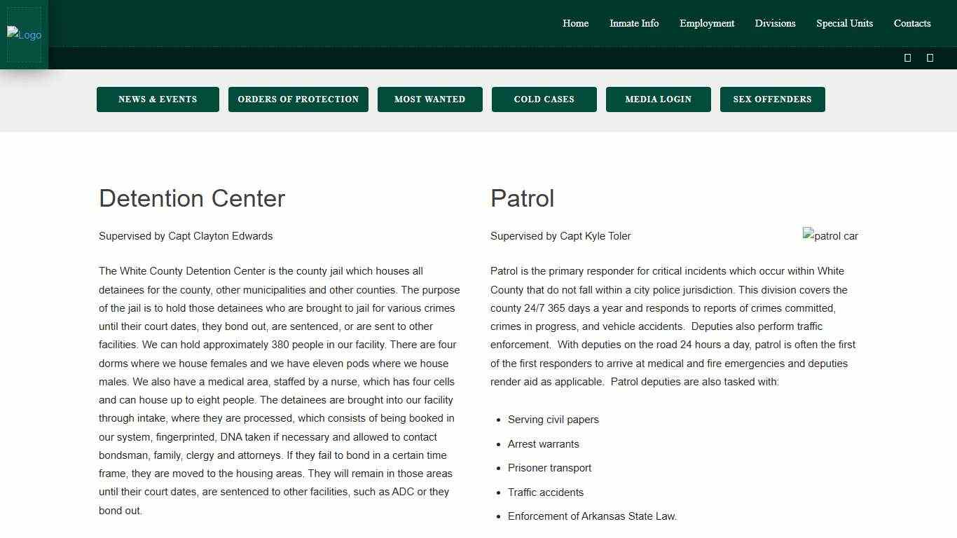 Divisions - Sheriff - White County Arkansas