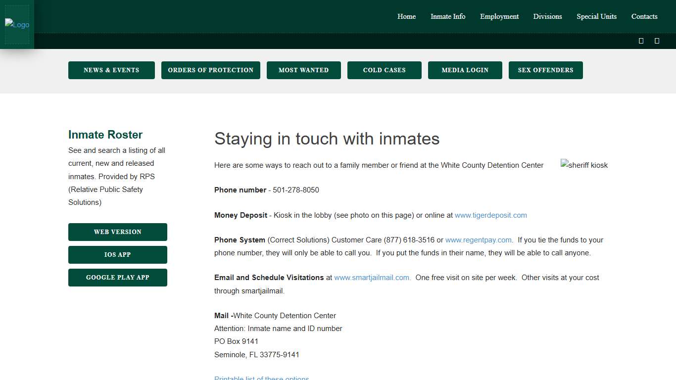 Inmate Info - Sheriff - White County Arkansas